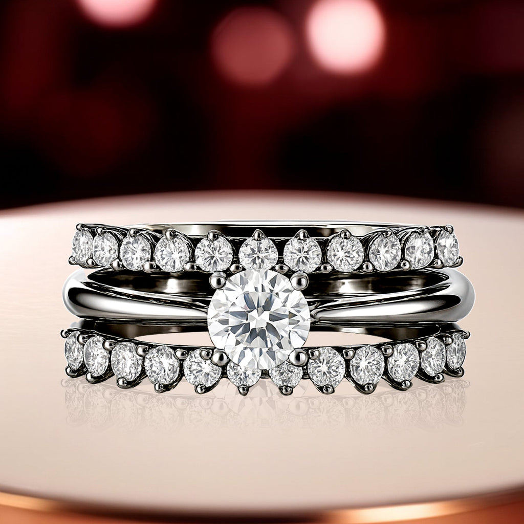 Certified 1 Ct Round Lab Diamond & Moissanite Trio Set