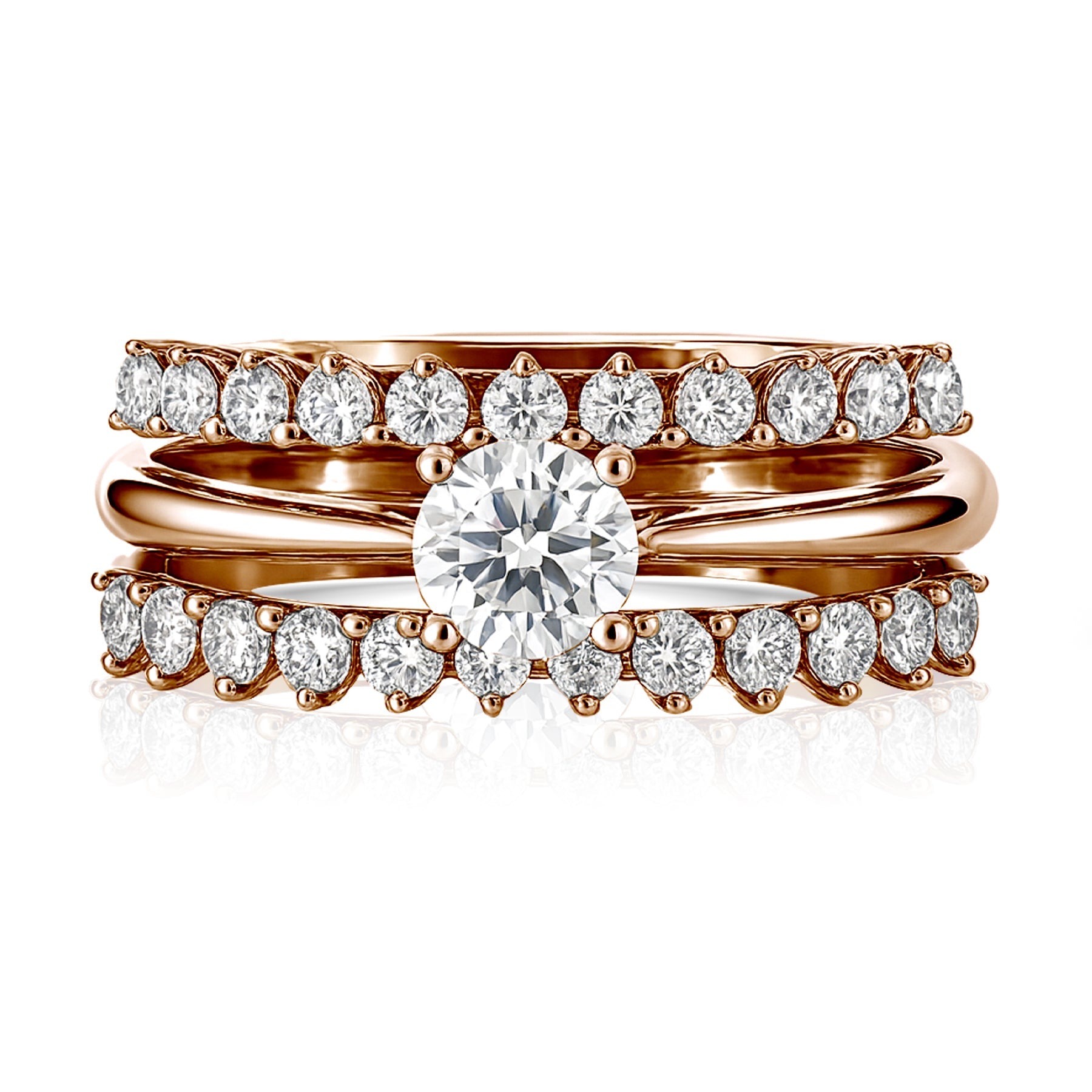 Certified 1 Ct Round Lab Diamond & Moissanite Trio Set