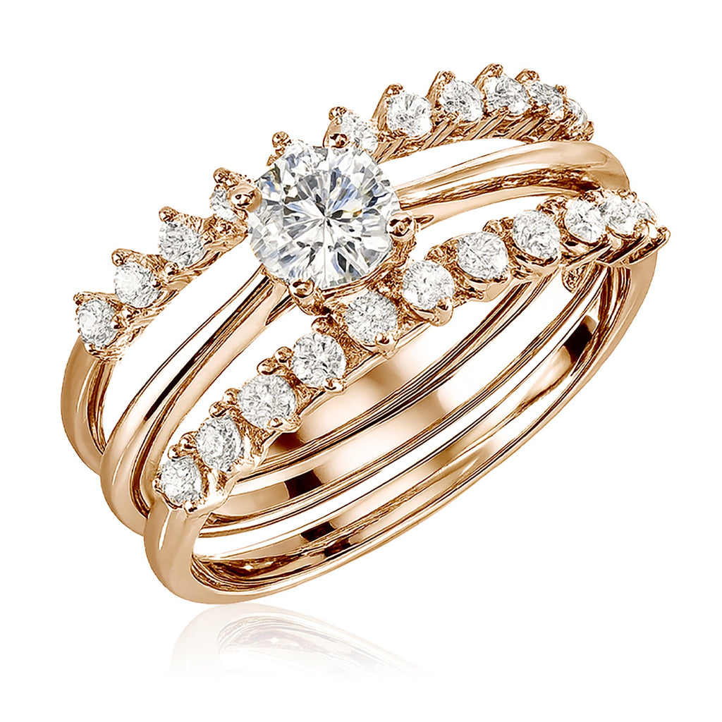 Certified 1 Ct Round Lab Diamond & Moissanite Trio Set