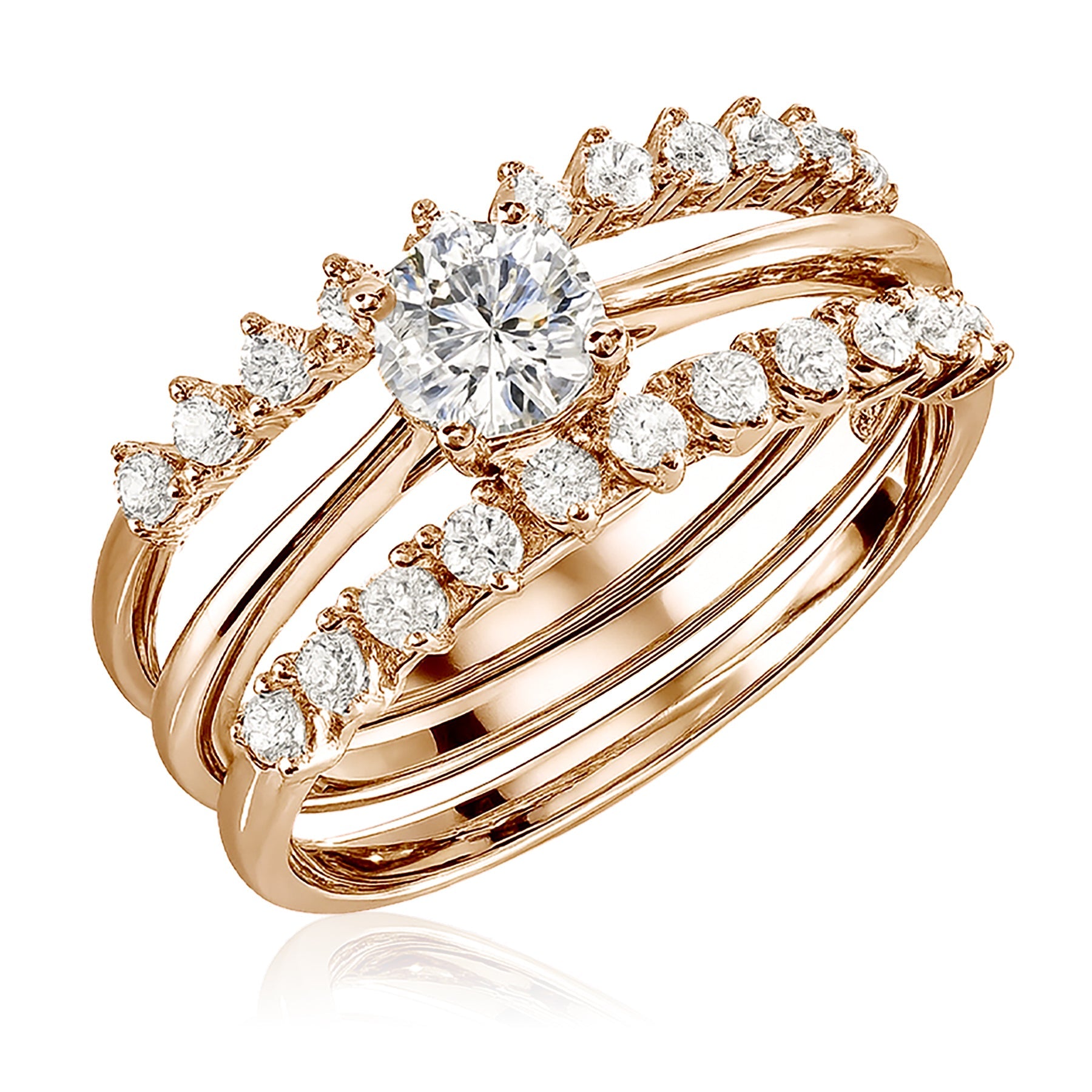 Certified 1 Ct Round Lab Diamond & Moissanite Trio Set