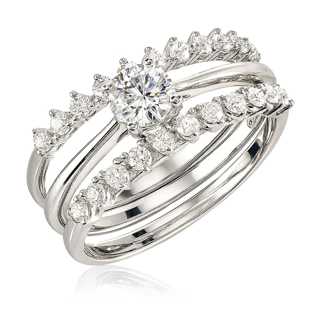 Certified 1 Ct Round Lab Diamond & Moissanite Trio Set