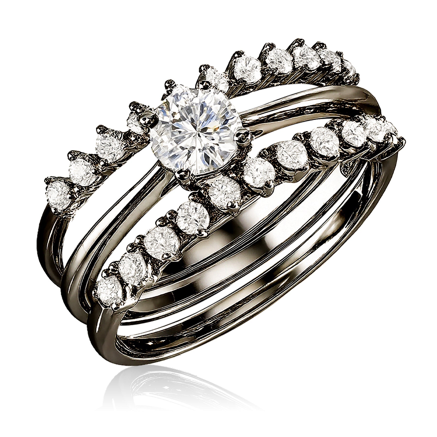 Certified 1 Ct Round Lab Diamond & Moissanite Trio Set