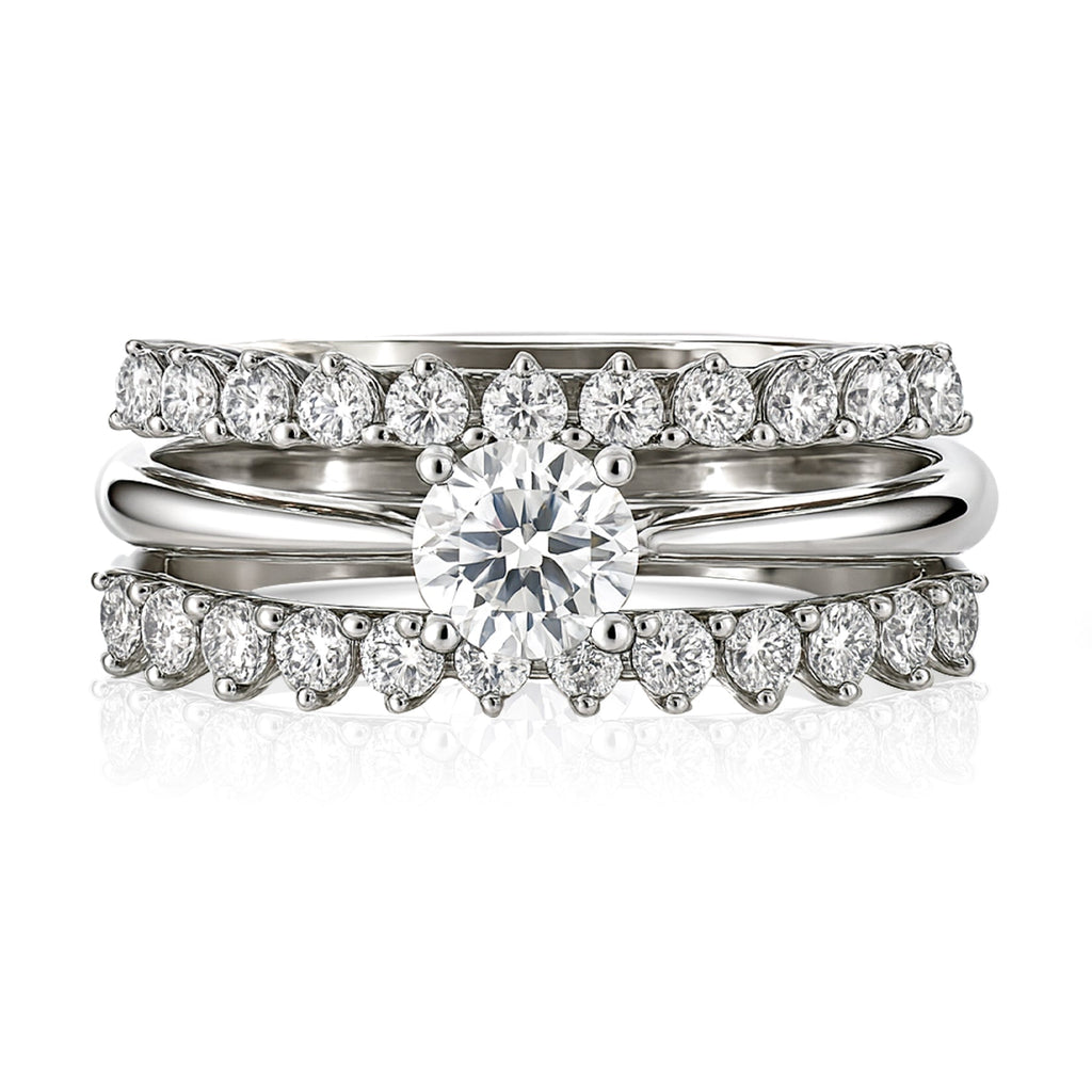 Certified 1 Ct Round Lab Diamond & Moissanite Trio Set