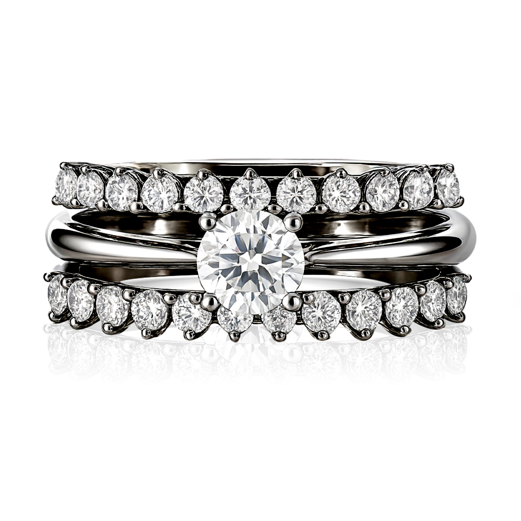 Certified 1 Ct Round Lab Diamond & Moissanite Trio Set