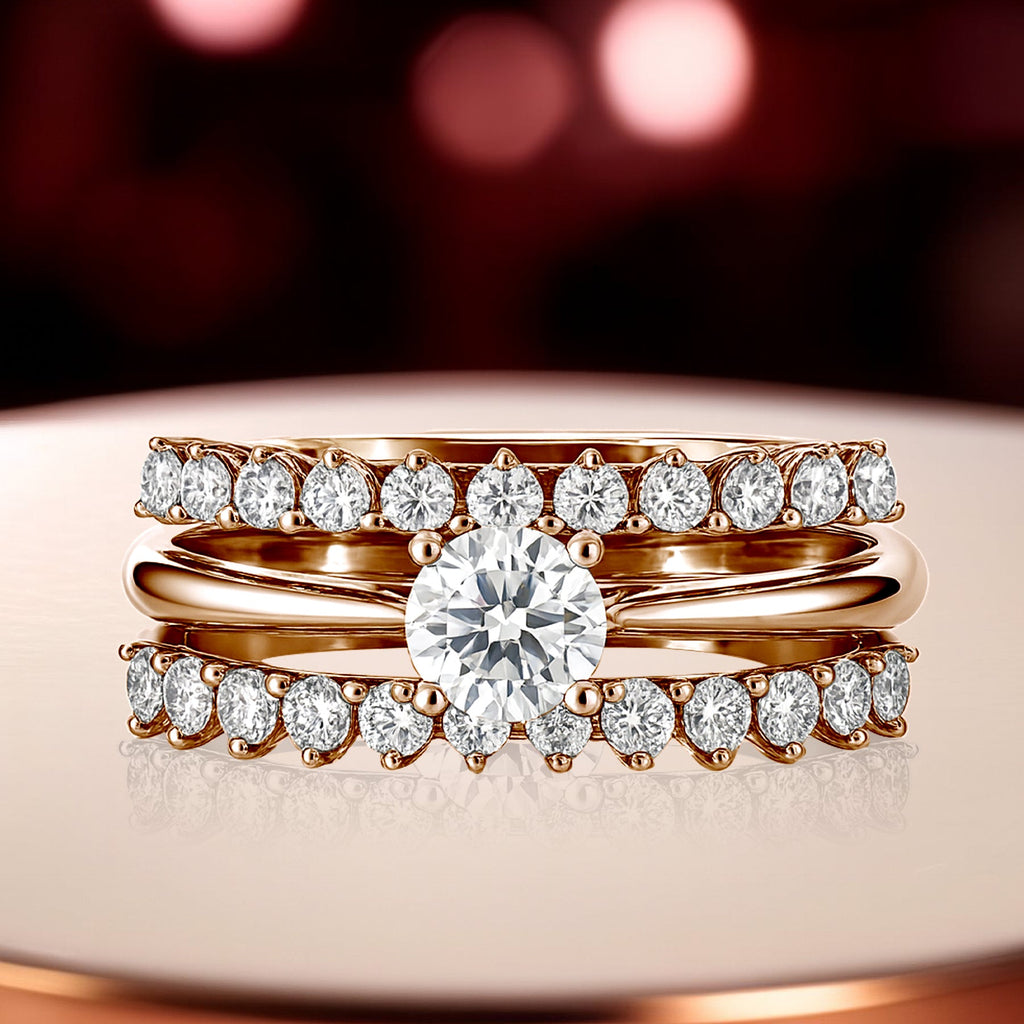 Certified 1 Ct Round Lab Diamond & Moissanite Trio Set