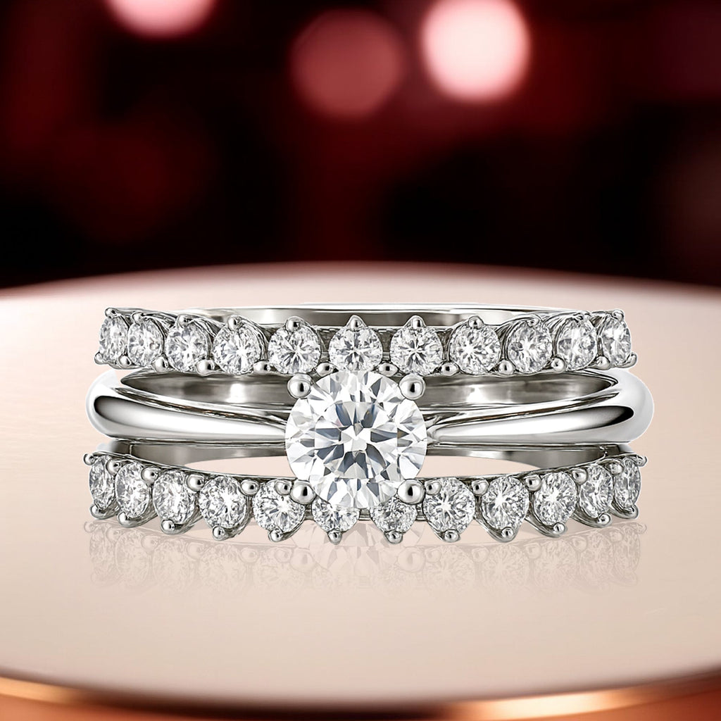 Certified 1 Ct Round Lab Diamond & Moissanite Trio Set