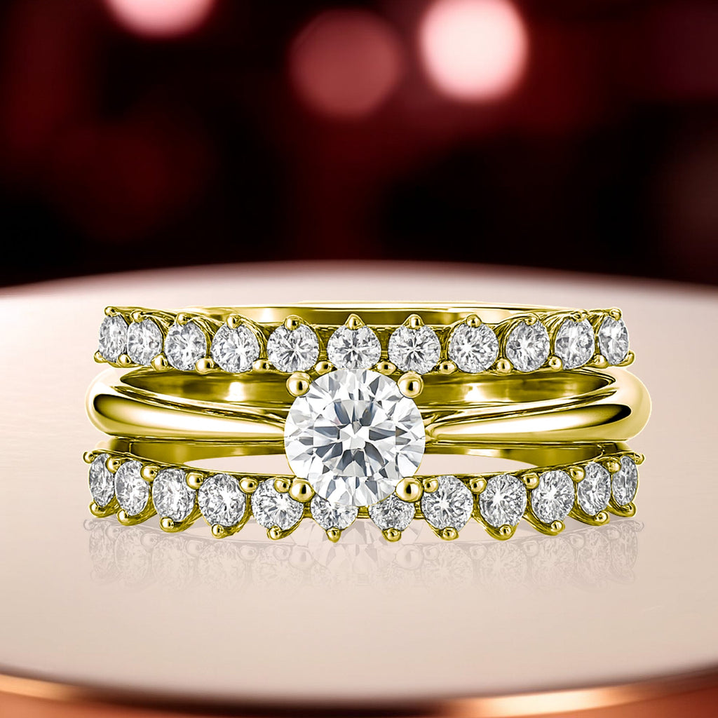 Certified 1 Ct Round Lab Diamond & Moissanite Trio Set