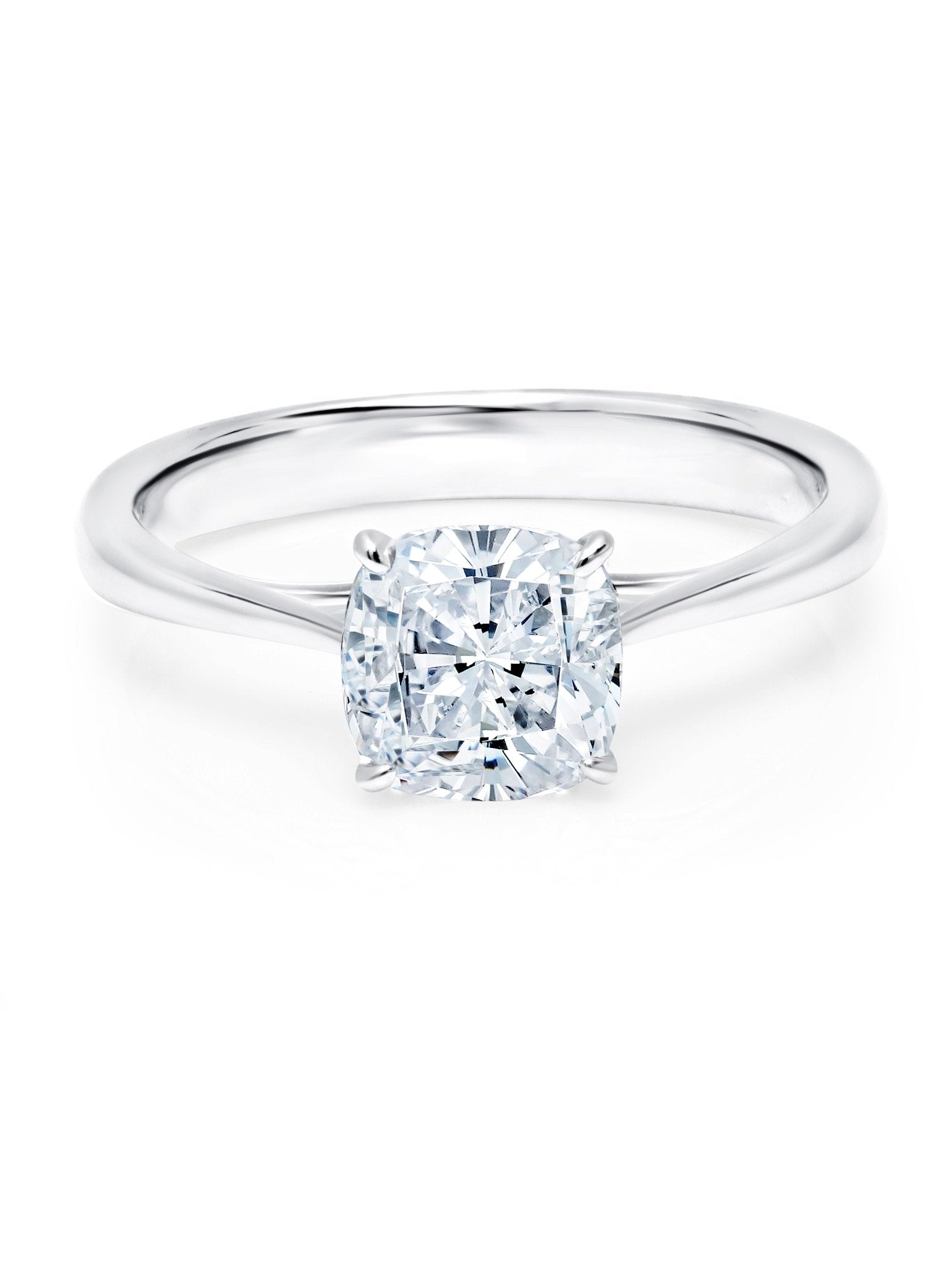Solitaire 1 Carat Cushion Cut Moissanite Engagement Ring