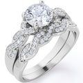 JeenMata 1.25 Carat Round Cut Moissanite Wedding Set - Bridal Set - Infinity Ring - Forever Ring - Promise Ring - 18k White Gold Plated for Women