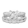 JeenMata 3.25 Carat Princess Wedding Ring Set - Bridal Set - Wedding Trio Set - Engagement Ring - Art Deco Ring - Promise Ring - Sterling Silver