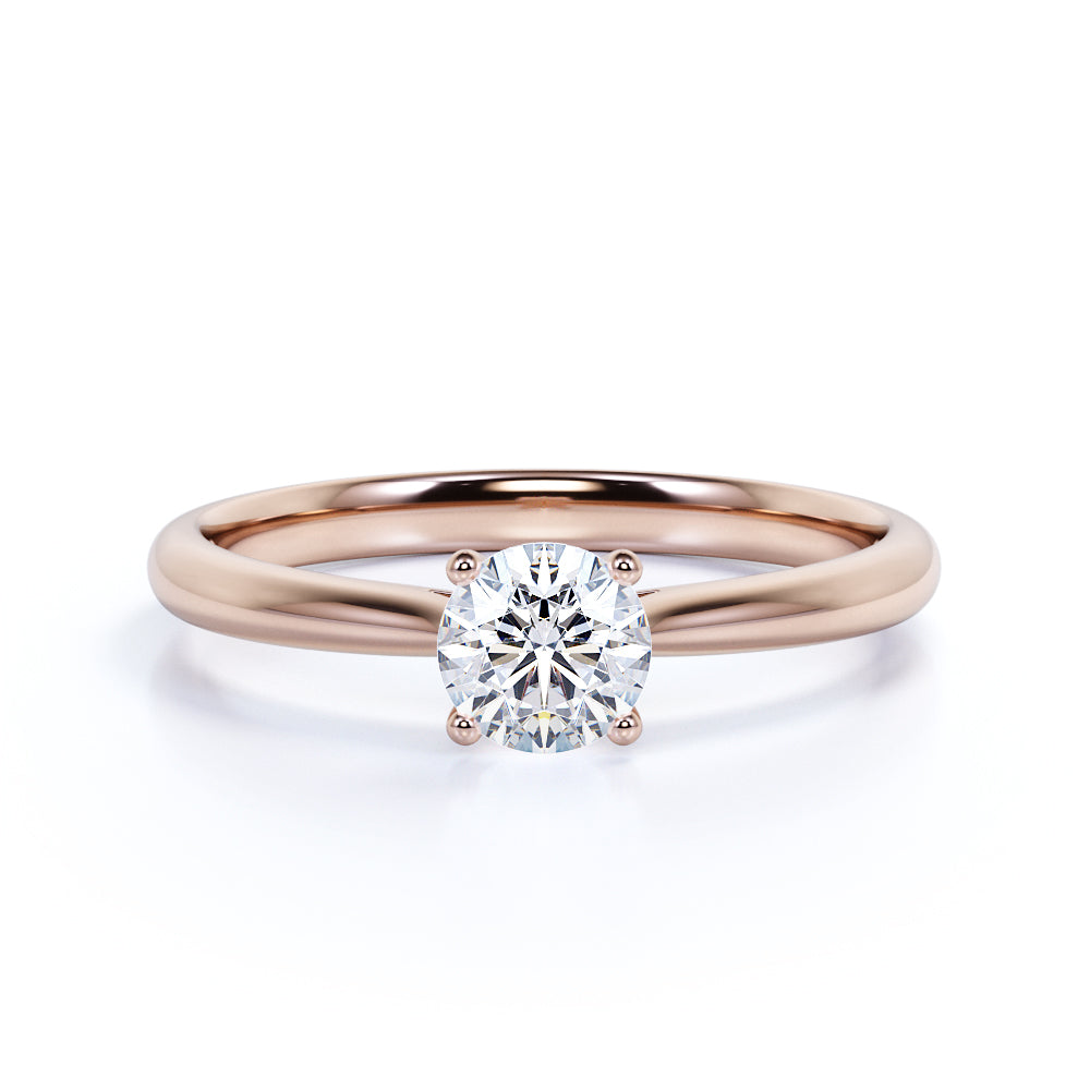 Solitaire 1 Carat Round Cut Moissanite Engagement Ring