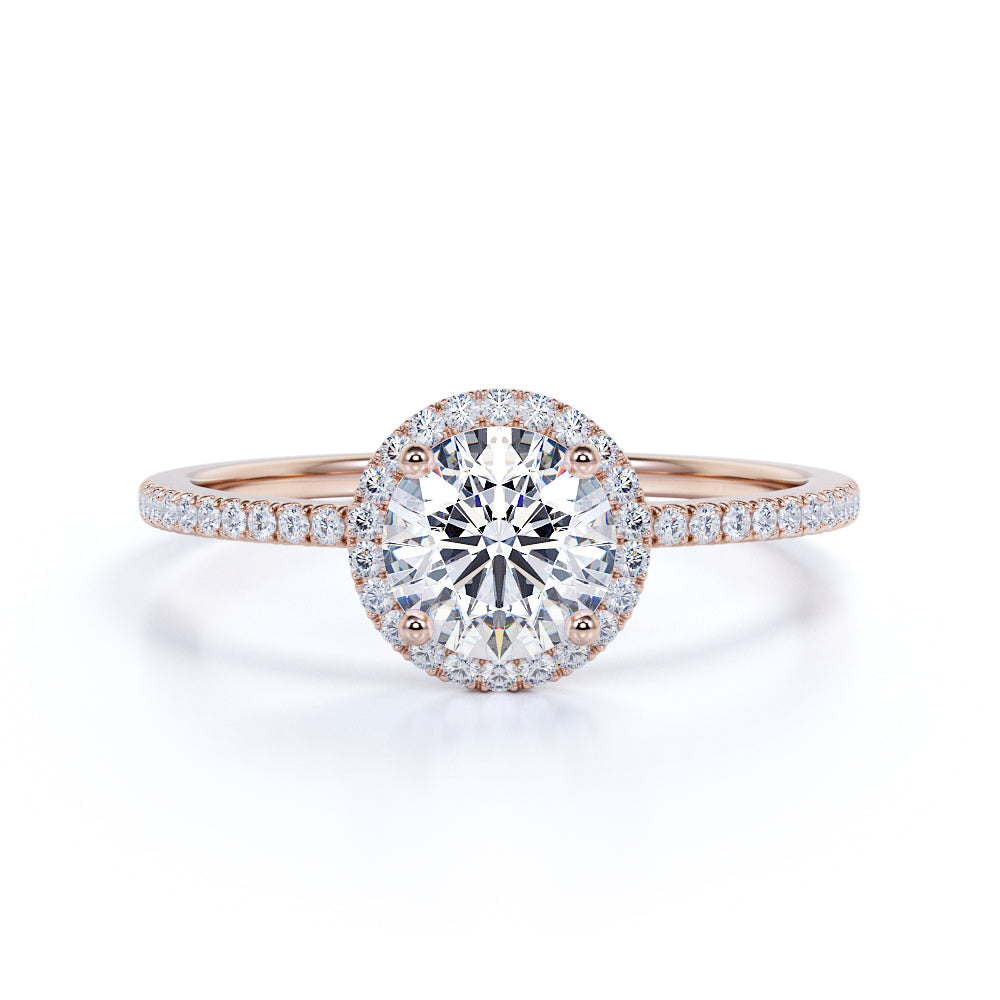 Classic 1.50 Carat Round Cut Moissanite Halo Engagement Ring