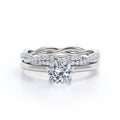 Certified 1.25 CT Round Lab Diamond and Twisted Solitaire Eternity Pave Bridal Set