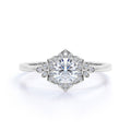 Certified 1.25 CT Round Lab Diamond Flora Halo Engagement Ring