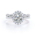 Halo 2 Carat Oval Cut Moissanite Bridal Set