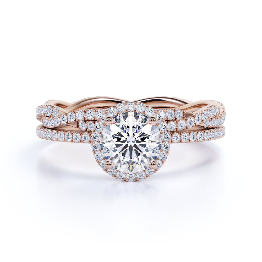 2 Carat Round Cut Moissanite Infinity Wedding Set