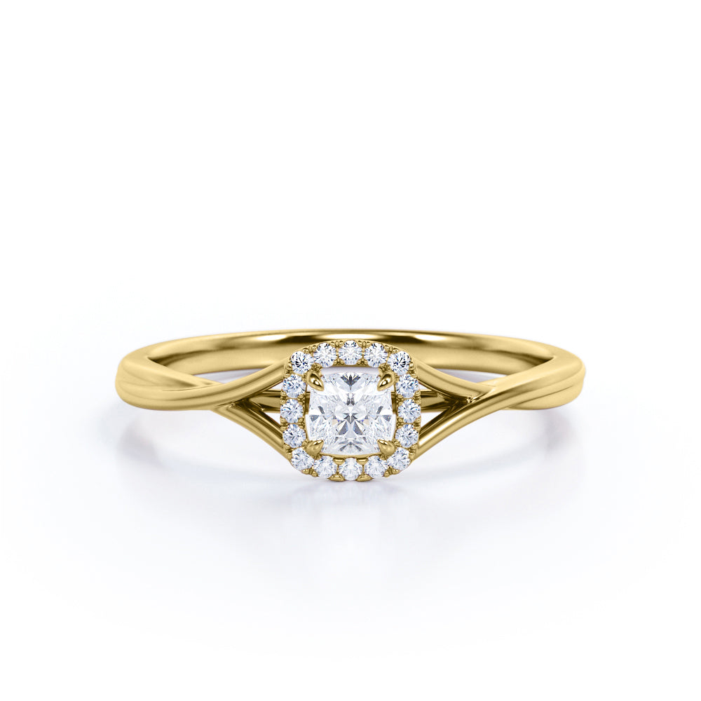 Certified 1.25 CT Round Lab Diamond Split Shank Halo Engagement ring