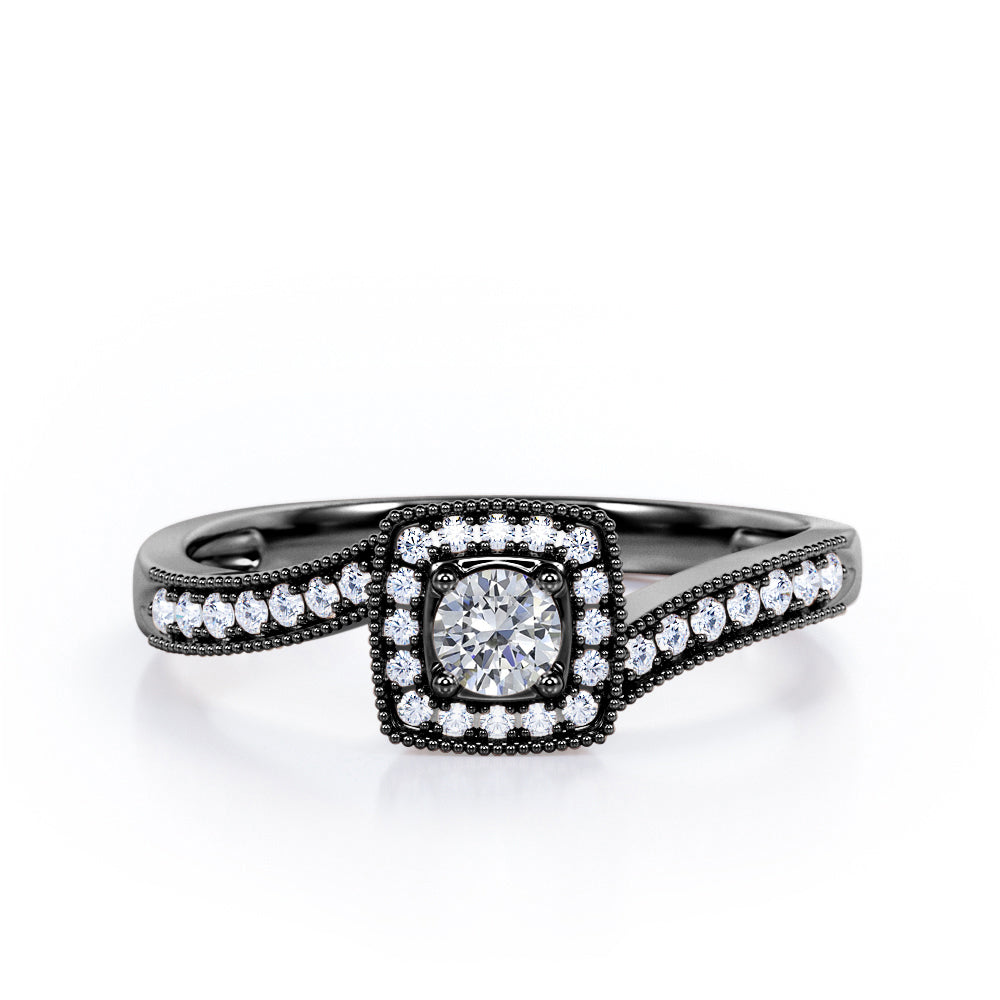 Vintage 1.25 Carat Round Cut Moissanite Pave Ring