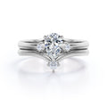 1 Carat Teardrop Moissanite V Shaped Wedding Ring Set