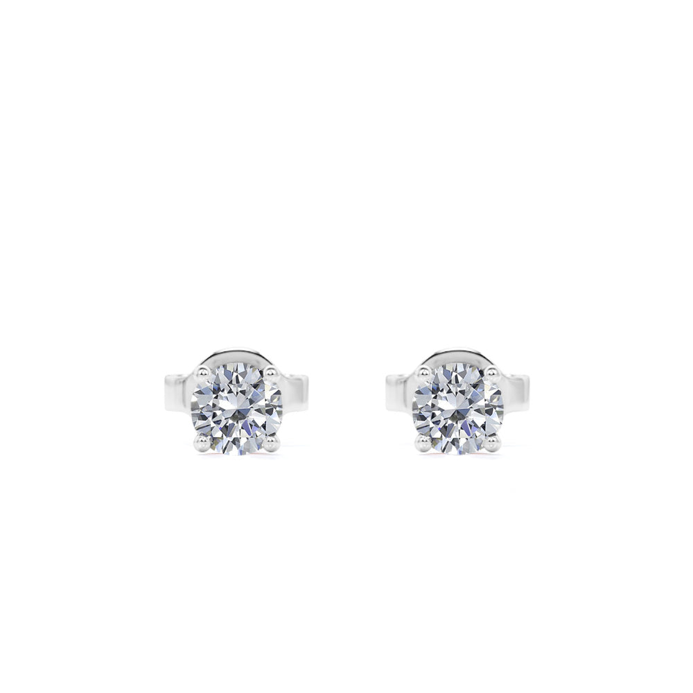 JeenMata 4 Prong 0.5 Carat Round Shaped Moissanite Solitaire Stud Earrings in 18k Rose Gold Plating for Women