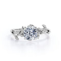 1 ct Cushion Cut Moissanite Leaf Engagement Ring