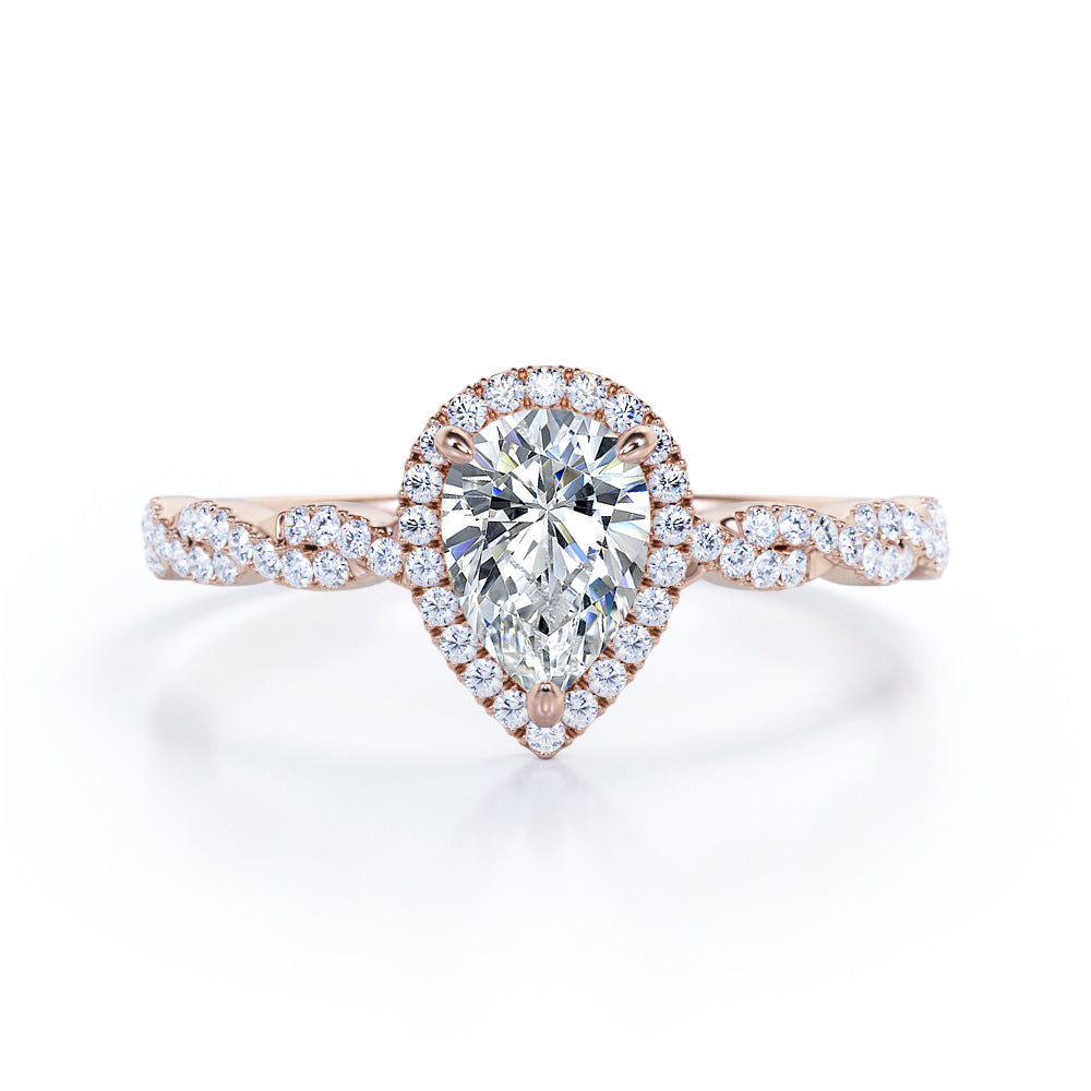 1.25 Carat Pear Moissanite Infinity Engagement Ring