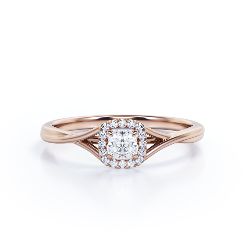 Certified 1.25 CT Round Lab Diamond Split Shank Halo Engagement ring