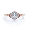 Floral 1.50 Carat Round Moissanite Engagement Ring