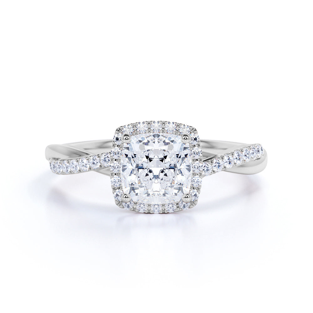 Halo 1.50 Carat Cushion Cut Moissanite Engagement Ring