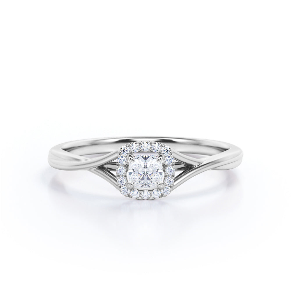 Certified 1.25 CT Round Lab Diamond Split Shank Halo Engagement ring