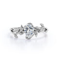 Leaf Style 1 Carat Pear Cut Moissanite Engagement Ring