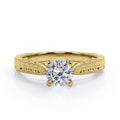 Certified 1 CT Round Lab Diamond Antique Solitaire Engagement Ring