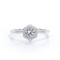 Certified 1.25 CT Round Lab Diamond  Hexagon Halo Engagement ring