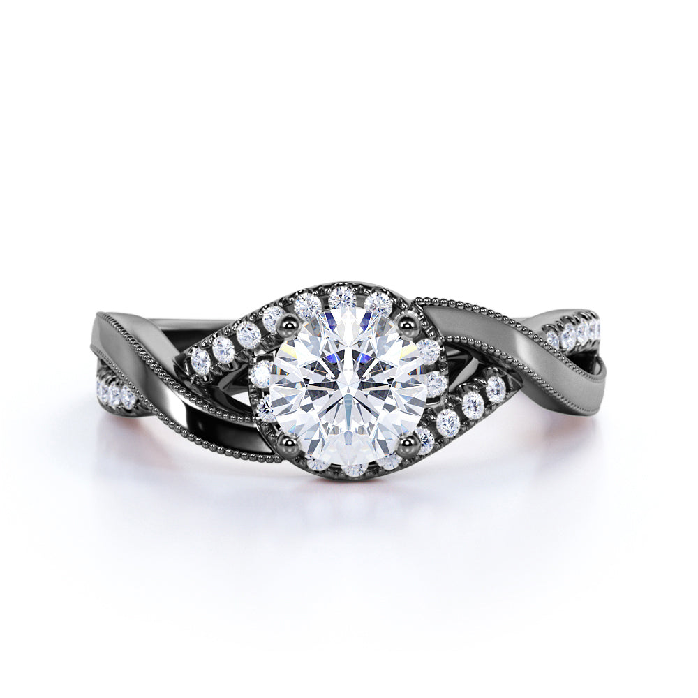 Certified 1 CT Round Lab Diamond Half Eternity Engagement Ring