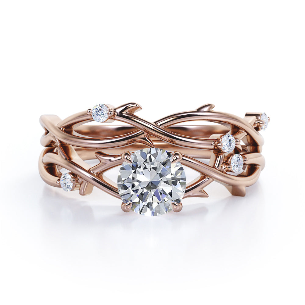 Twisted Twig 0.55 ct Round Moissanite Bridal Set