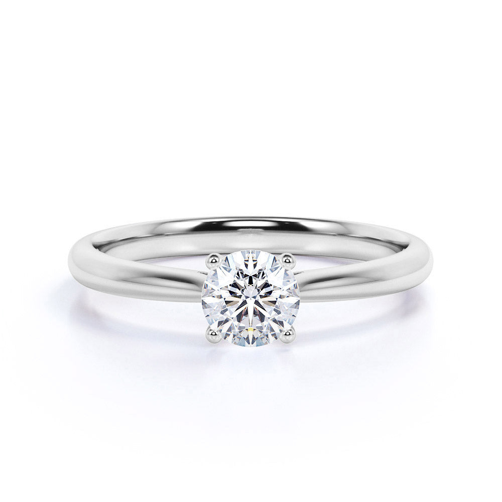 Solitaire 1 Carat Round Cut Moissanite Engagement Ring