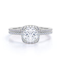 Pave 1.5 Carat Moissanite Cushion Cut Bridal Set