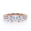 Trilogy 1.25 Carat Princess Cut Moissanite Milgrain Engagement Ring