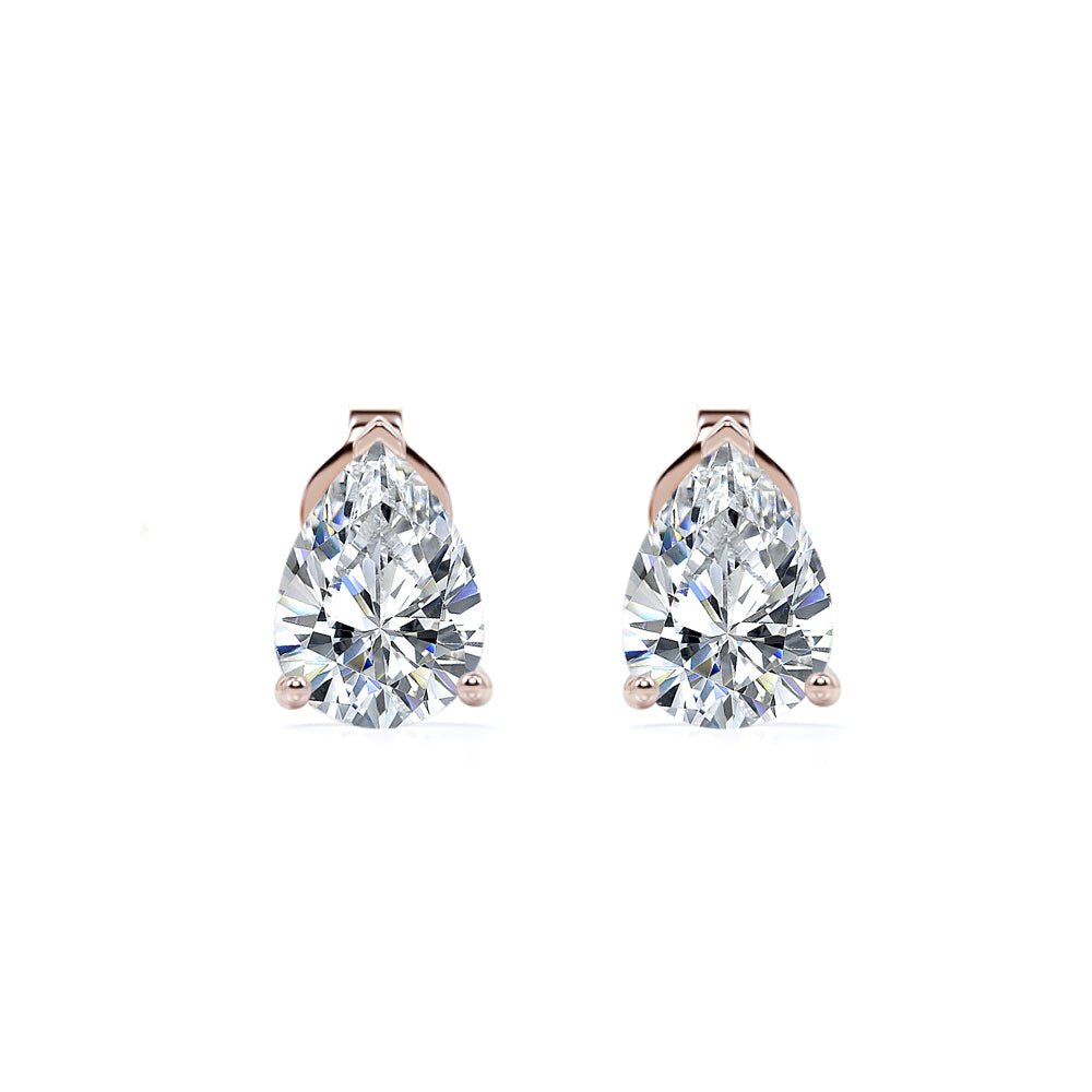 4 Carat Pear Cut Moissanite Minimalist Solitaire Stud Earrings In 18K White Gold Plating Over Silver