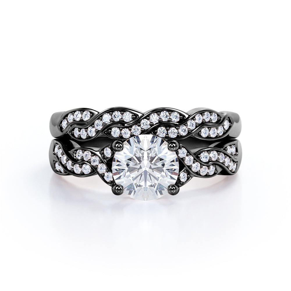 Infinity 1.50 Carat Round Cut Moissanite Wedding Ring Set