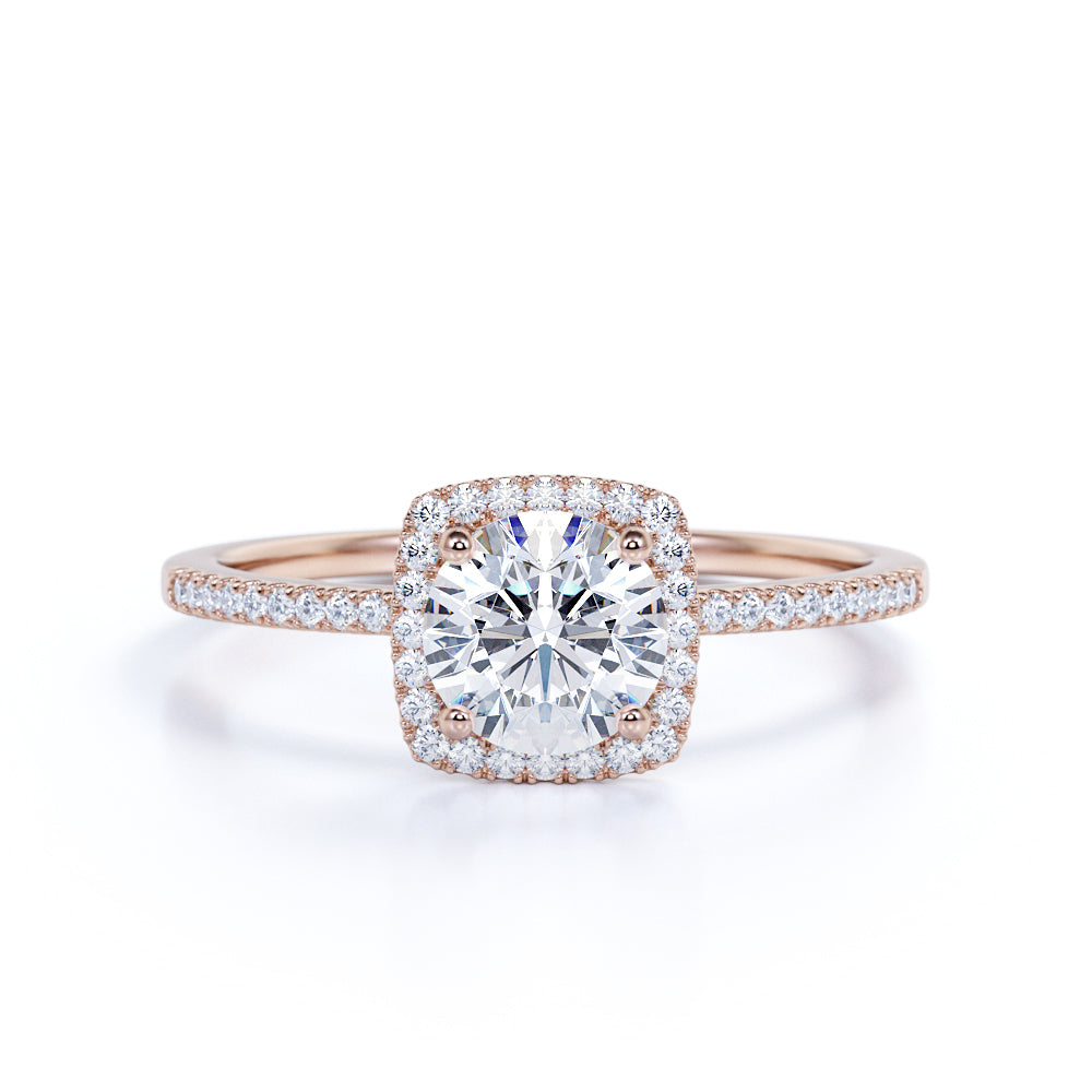 1.50 Carat Round Cut Moissanite  Halo Engagement Ring