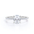Pave 1.50 Carat Oval Cut Moissanite Engagement Ring
