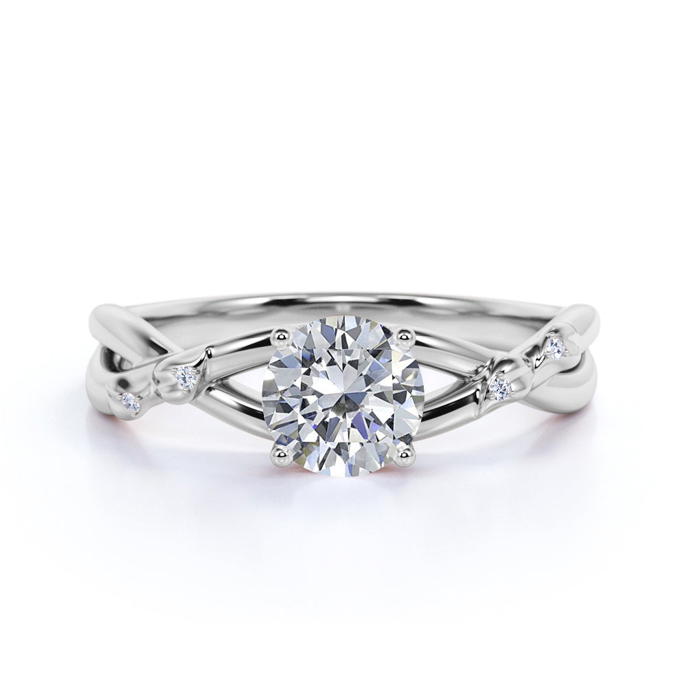 Certified 1.1 CT Round Lab Diamond - Infinity Engagement Ring