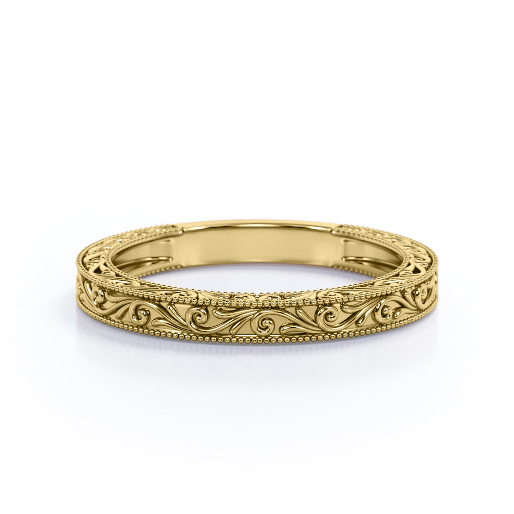 Vintage Filigree Plain Wedding Ring Band