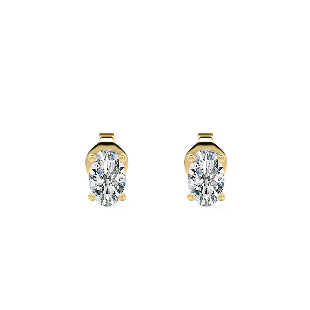 JeenMata 4 Prong 0.5 Carat Oval Cut Moissanite Solitaire Stud Earrings in 18k White Gold Plating for Women