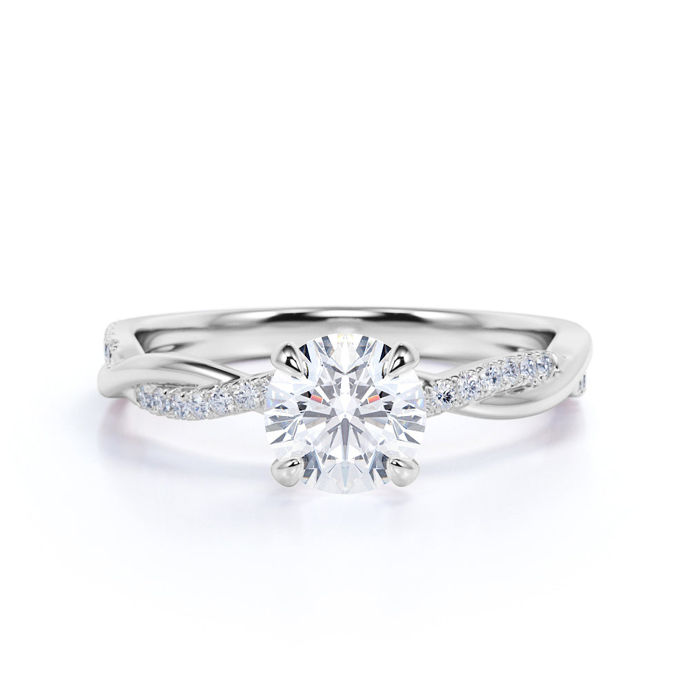 1.25 Carat Round Cut Moissanite Infinity Engagement Ring