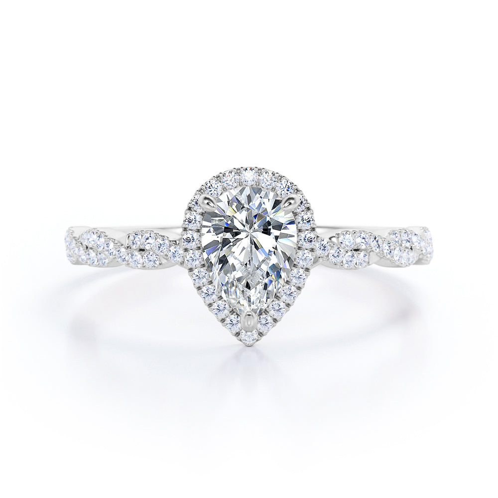 1.25 Carat Pear Moissanite Infinity Engagement Ring