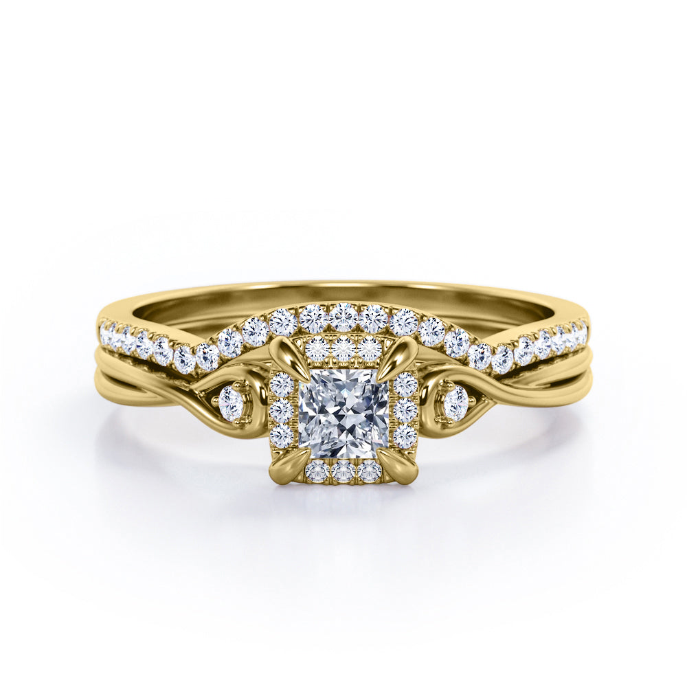 Infinity 0.65 TCW Princess Cut Moissanite Split Shank Bridal Set