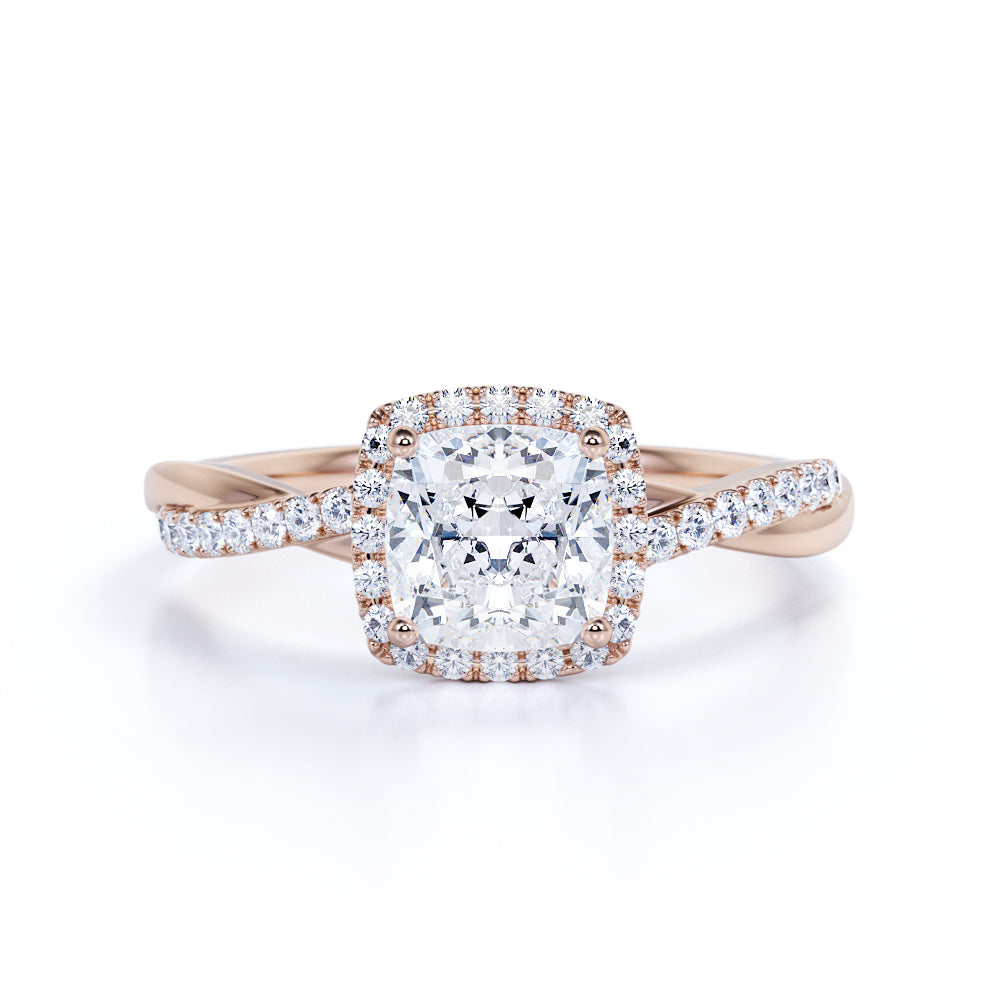 Halo 1.50 Carat Cushion Cut Moissanite Engagement Ring