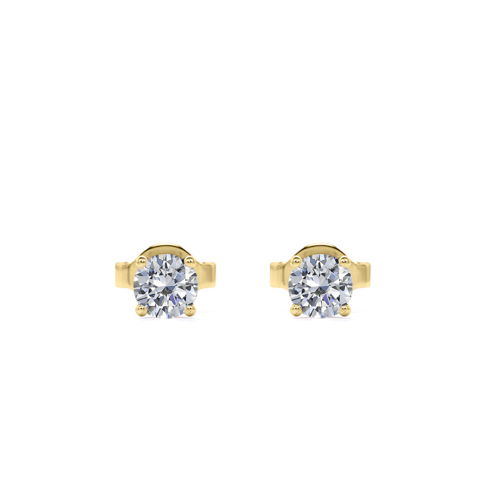 JeenMata 4 Prong 0.5 Carat Round Shaped Moissanite Solitaire Stud Earrings in 18k Rose Gold Plating for Women